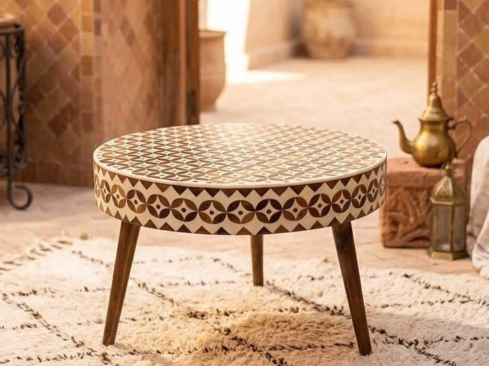 Table basse en bois et résine