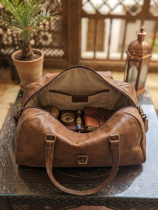 Sac en cuir voyage fait main